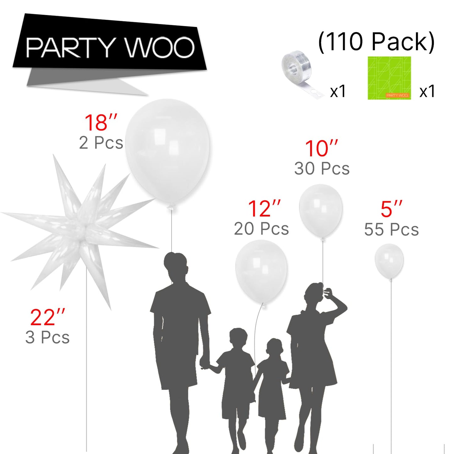 Partywoo Clear Balloons, 110 Pcs 22 Inch Star Balloons And Clear Balloons Different Sizes Pack Of 18 Inch 12 Inch 10 Inch 5 Inch For Balloon Garland Or Arch As Birthday Decorations, Party Decorations