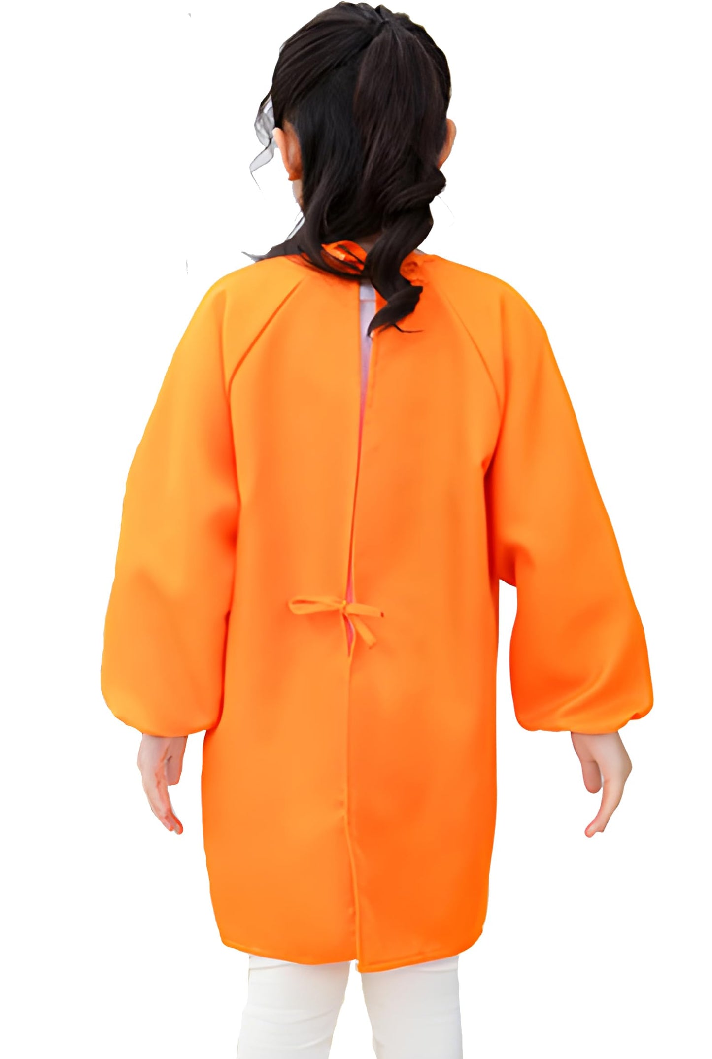 Lauthen.S Kids Art Smocks,Artist Painting Aprons Long Sleeve With Pocket For Toddler 8-12 Years(Orange)
