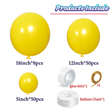Kawkalsh Yellow Balloon Arch Kit 111Pcs 18 12 5 Inch Latex Party Balloons Garland For Birthday Baby Shower Wedding Engagement An