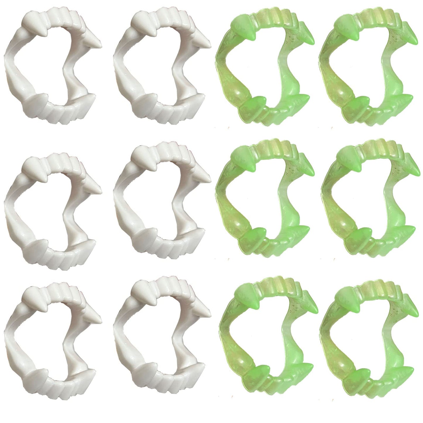 12 Pcs Vampire Fangs, Plastic White And Glow In The Dark Vampire Teeth For Dress Up Costume Cosplay Photo Props Halloween Christ