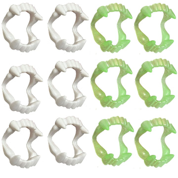12 Pcs Vampire Fangs, Plastic White And Glow In The Dark Vampire Teeth For Dress Up Costume Cosplay Photo Props Halloween Christ