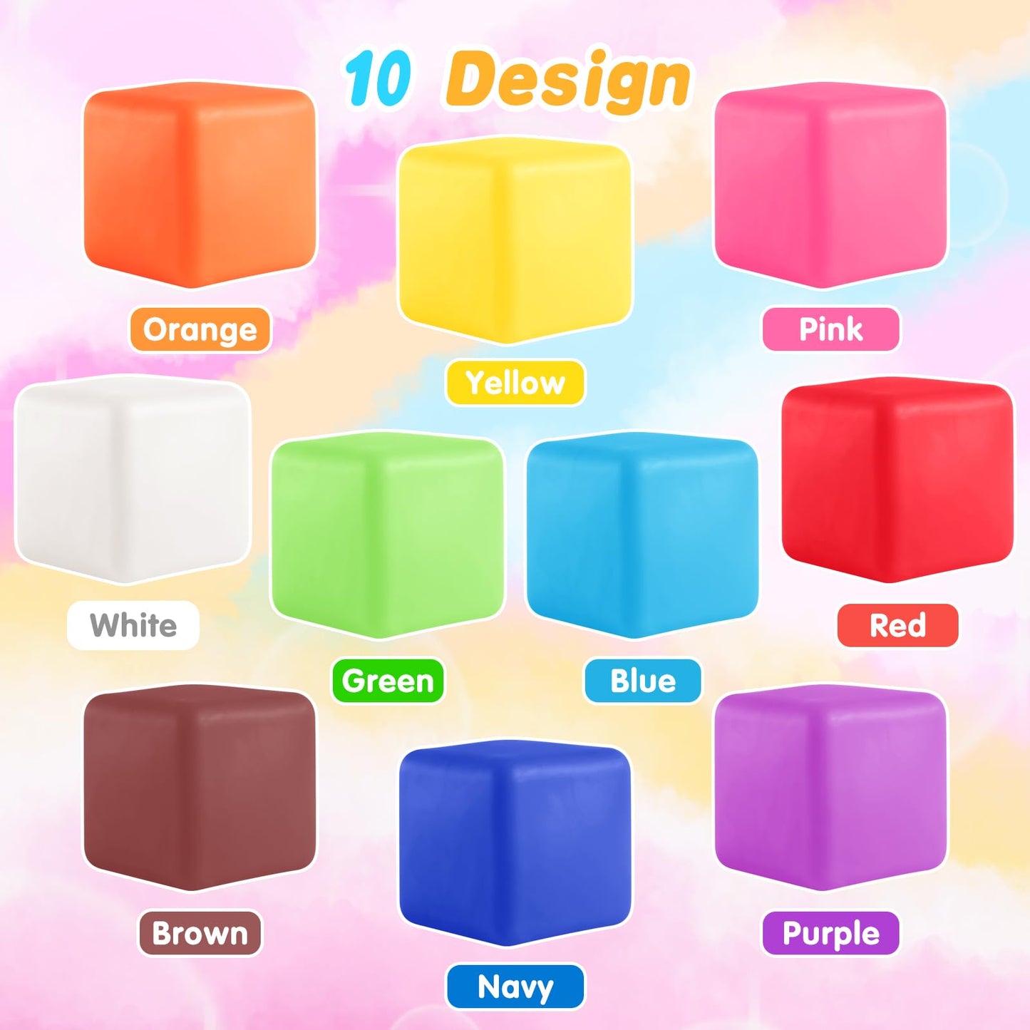 Stress Balls Fidget Toys for Kids: 24 Pack Squishy Squeeze Balls, Stretchy Toys for Anxiety Relief, Square Shape Hand Therapy Se