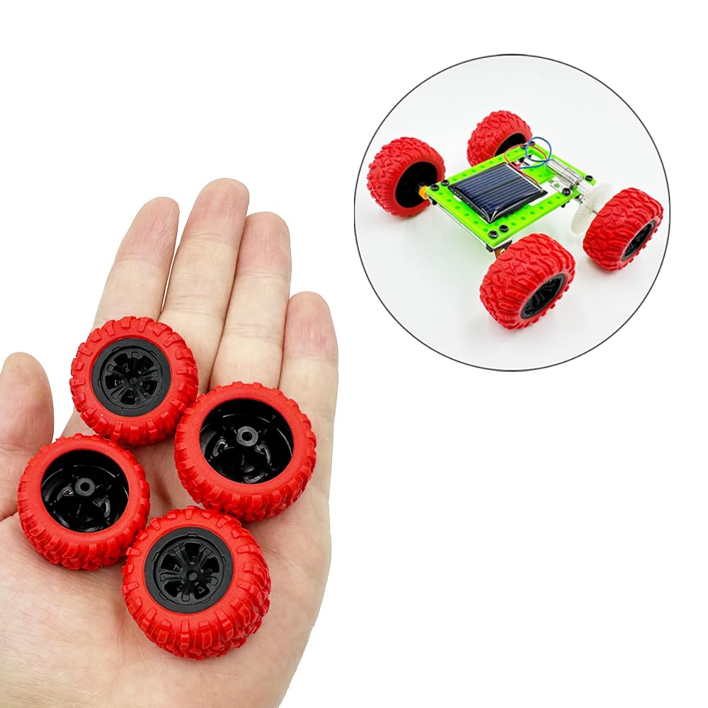 10PCS Toy Car Wheel 33mm RC Car Rubber Tire Wheel with 5PCS Shaft Round Rod Axles for RC Car Truck Robot DIY Model Toy Wheel Par