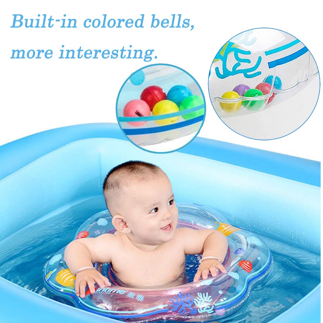Baby Swimming Float Ring Baby Inflatable Pool Floatie Baby Water Float Infant Swim Pool Rings for Toddler Kid Age 6-48 Months  Bathtub Toys Pool Accessories for Kids Toddlers.(Blue)