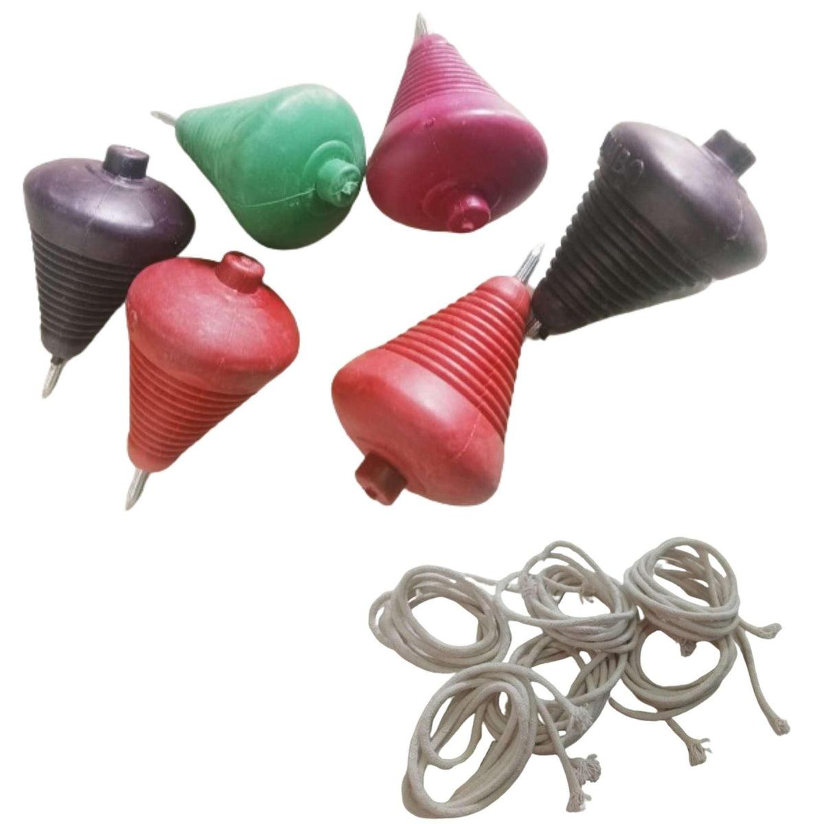 ZOKCY (Pack of 6 Pcs) Plastic Spinning Lattu with Thread for Kids/lattoo Toy for/Plastic Spinning Lattu with Thread/Traditional 
