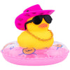 Wonuu Car Rubber Duck, Yellow Duck Decoration Dashboard With Sun Hat Swim Ring Necklace Sunglasses For Car Dashboard Decorations, Black Spots Pink Cowboy Hat-Pink