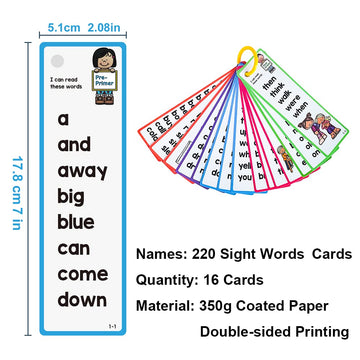 Lachilly 220 Sight Words Flashcards, High Frequency 220 Words, Beginning Reading, Kindergarten To 1St Grade, Esl Teaching Materi