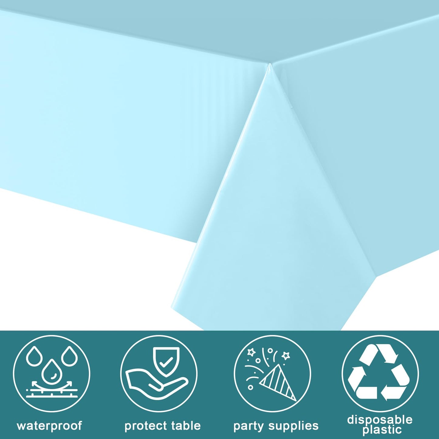 Peryiter 6 Pcs Plastic Tablecloths Party Supplies Disposable Tablecloth Waterproof for Boy or Girl Baby Shower Birthday Party De