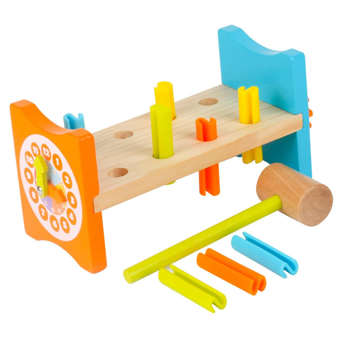 Bnf Wooden Pound Pegs Toy Gear Rotation And Clock Time Hitting Peg Game For Kidsbaby | Toys For Baby | Developmental Baby Toys1 