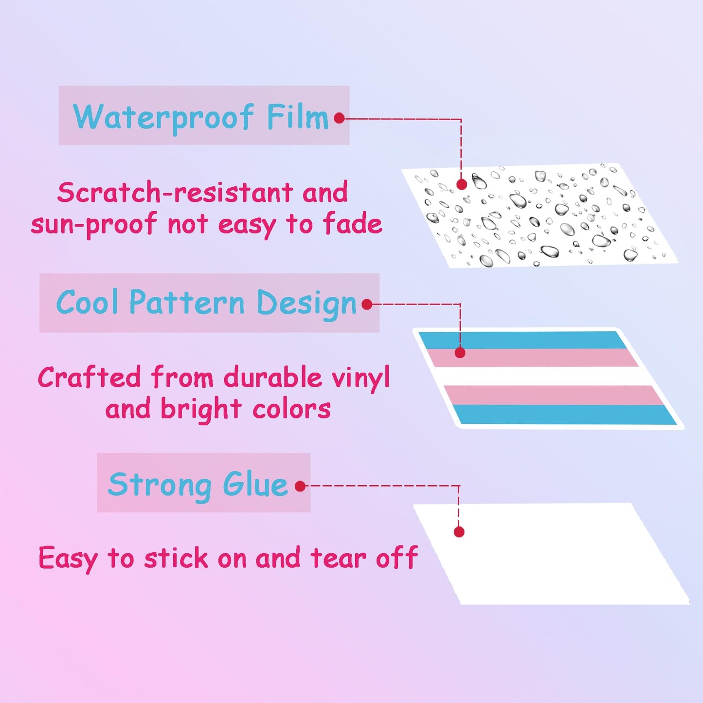 Meplum Trans Pride Stickers, 50 Pcs Transgender Pride Stickers Bulk For Trans Pride Stuff, Waterproof Vinyl Lgbtq Trans Pride St