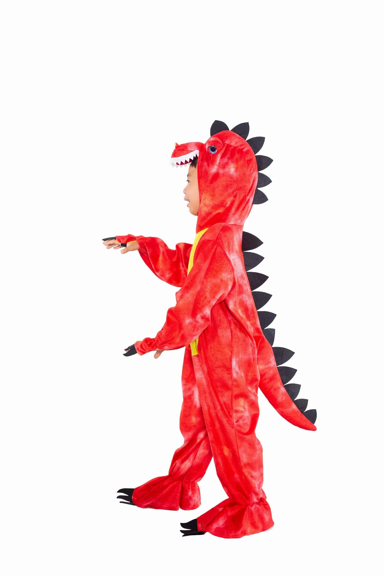 Dearsun Child'S T-Rex Dinosaur Costume Dinosaur Costume For Kids Fancy Dress Costume Hooded Romper Jumpsuit (Xs/90, Red)