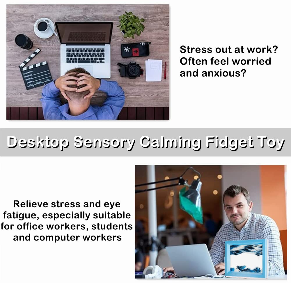 ANXUS Dynamic Moving Sand Art Liquid Motion Bubbler, Flowing Sand Art Picture Desktop Activity Calm Relaxing Desk Decor Voted Be