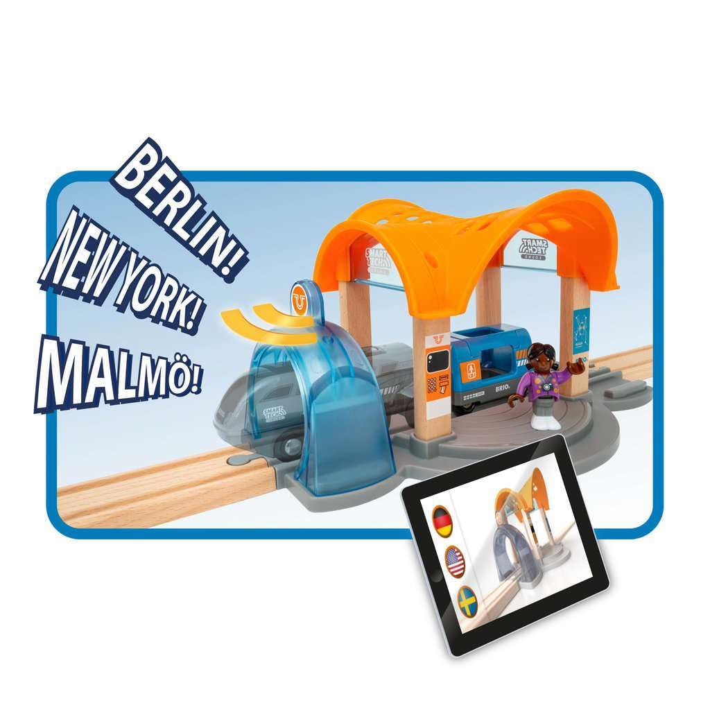 Brio 33973 Smart Tech Sound Action Tunnel Station | Wooden Toy Train Set For Kids Age 3 And Up