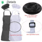 multifuns 2 Sets Black & White Kids Aprons and Chef Hat Set for Girls Boys Baking Cooking Painting 5-12 Ages