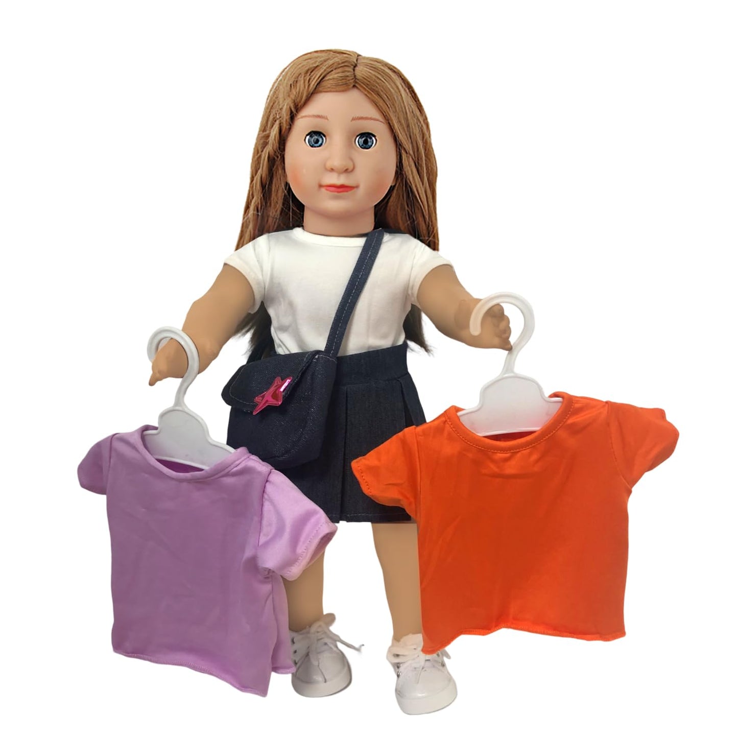 AugFrog 5 Pcs T-Shirts Summer Outfit for 18 Inch Dolls - Classical Tee Fit (Purple)