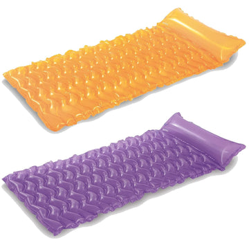 Intex - Tote-N-Float Wave Inflatable Air Mat, (90 Inches X 34 Inches), (Colors May Vary), (2 Pack)