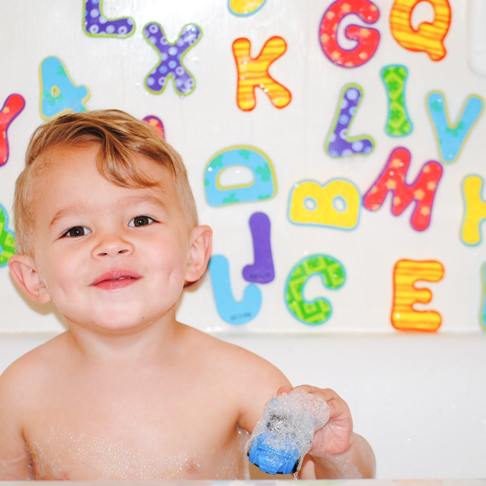 Nuby Floating Bath Tub Alphabet & Number Set, 36 Soft Foam Educational Toys, Assorted Colors, Model 6140