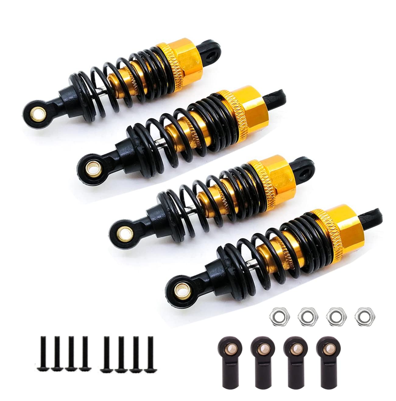 Aluminum Oil Filled RC Shock Absorber 55mm for Tamiya Tt-01 Mf-01x 1/10 RC Car Upgrade Part 4 pcs/set(Yellow)