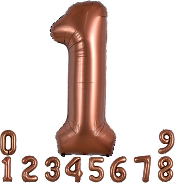Toniful 40 Inch Coffee Brown Large Numbers Balloon 0-9 Birthday Party Decorations,Big Chocolate Number 1 Foil Balloon Digital 1