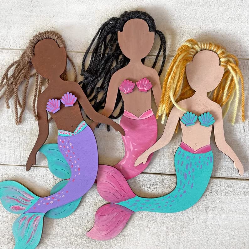 Haoser Mermaid SelfPortrait Craft Kit  Drawing Kit For Kids  Mermaid Theme Birthday Gift Pack Of 5, Multicolor