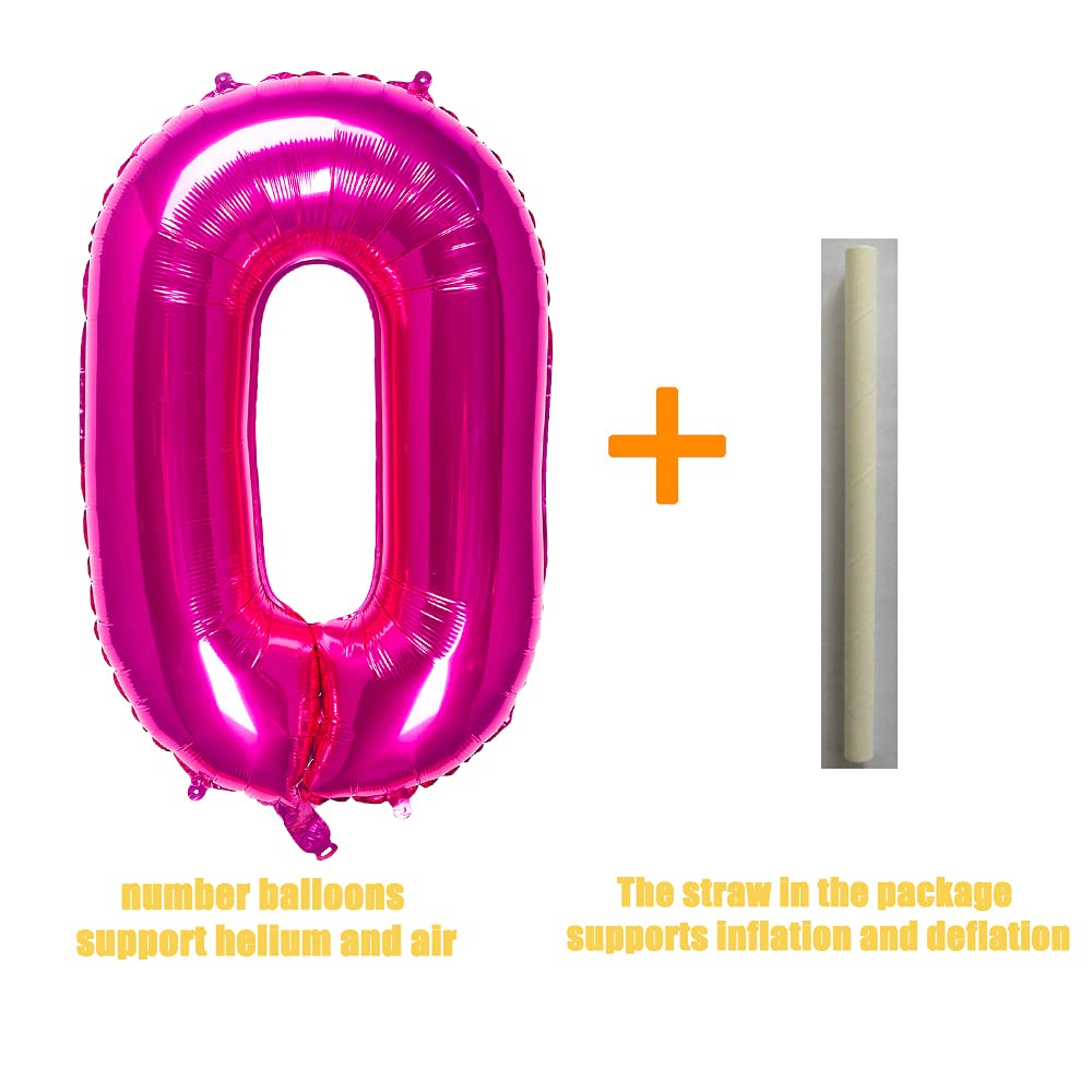 32 Inch Pink Number 0 Balloons Foil Ballon Digital Birthday Party Decoration Supplies (Pink Number 0 Balloon)