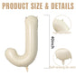 40 Inch Cream Letter Balloons, Large J Letter Balloons Foil Helium Balloons, Mylar Big Single Alphabet J Balloons, Cream Balloon