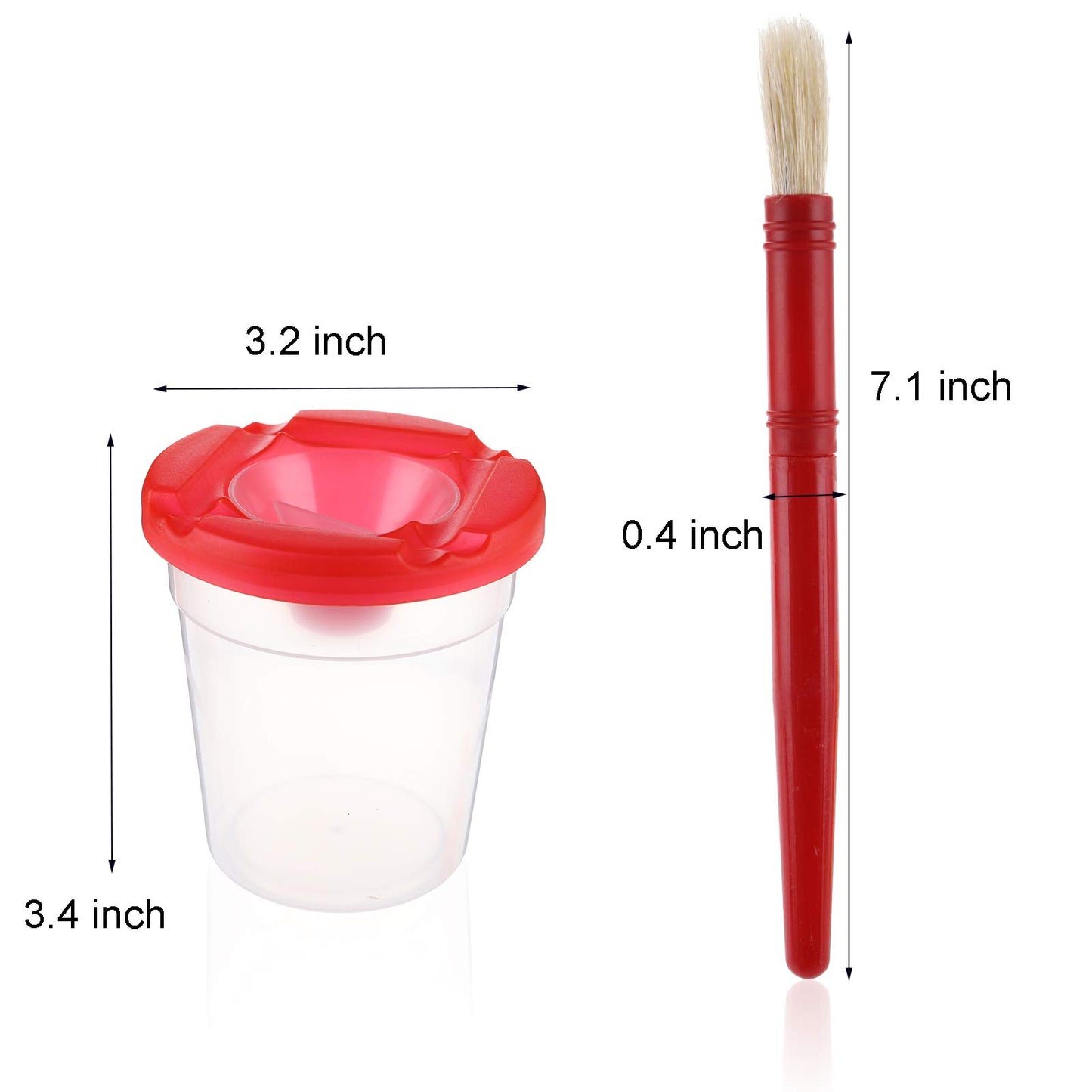 Yarlung Set of 20 Spill-Proof Paint Cups with Paint Brushes and Lids, Kids Painting Tools Hog Bristle Brushes for Watercolor, Te