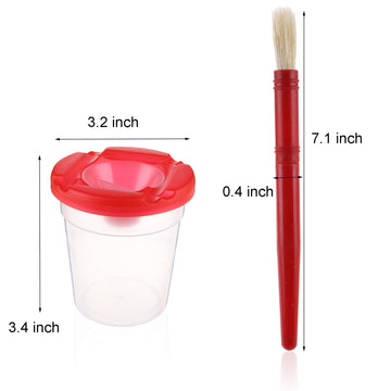 Yarlung Set of 20 Spill-Proof Paint Cups with Paint Brushes and Lids, Kids Painting Tools Hog Bristle Brushes for Watercolor, Te