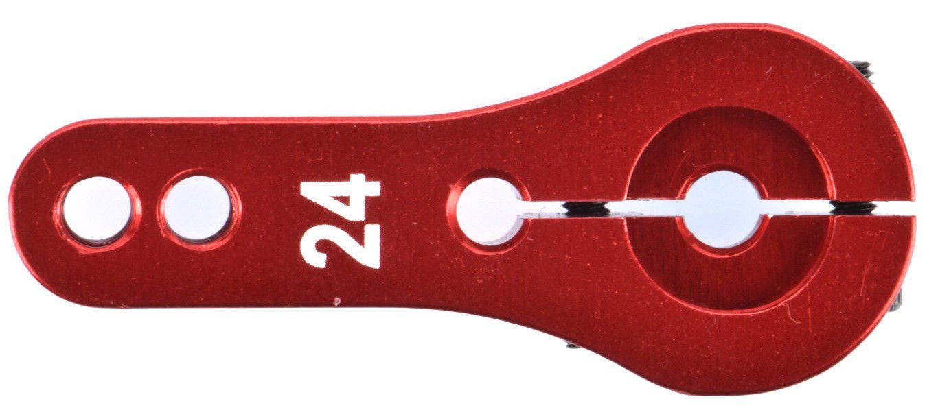 Apex RC Products 24T for Hitec Red Aluminum Dual Clamping Servo Horn -2 Pack #8011