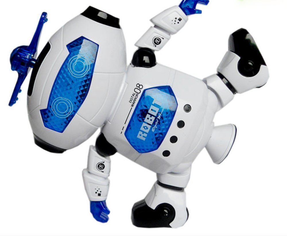 Musical Walking Dancing Robot Toy for Kids, Flashing Lights, 360 Body Spinning, Toddlers Bosys Girls Fun Toy Figure (Model 1)