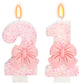 ElekFX 21st Birthday Candles for Cake, Pink Bow Number Cake Candles, 2.76 inch Number Happy Birthday Candle, Cake Topper Decorat