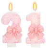 ElekFX 21st Birthday Candles for Cake, Pink Bow Number Cake Candles, 2.76 inch Number Happy Birthday Candle, Cake Topper Decorat