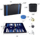 GSE Games & Sports Expert enhanced Leather Backgn Board Game Set  Classic Backgn Game Set with Leather Case  Travel Folding Board Game (Black&Blue  Medium)