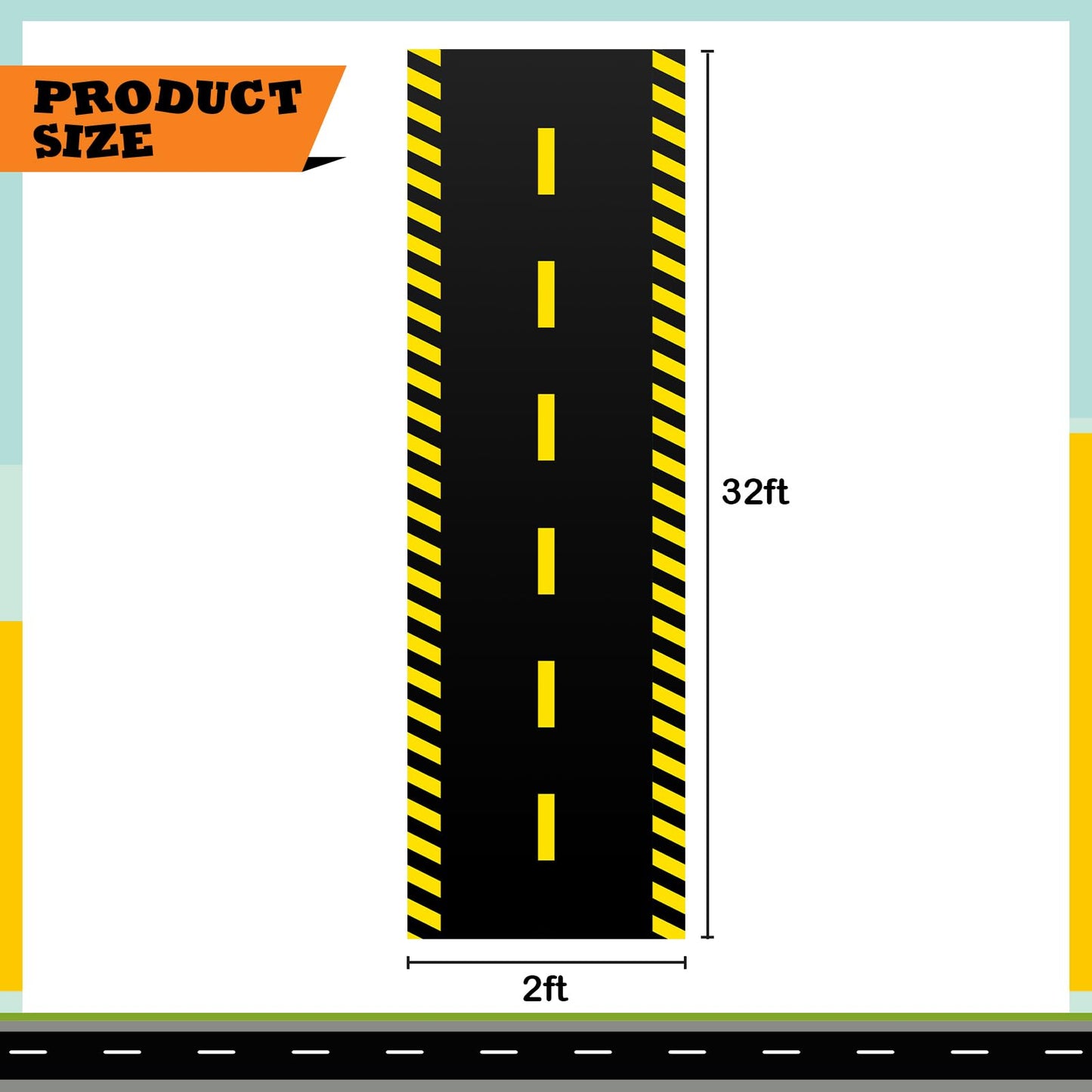 Remagr Racetrack Floor Running Black Racer Party Decoration Mat Road Table Runner Long Racetrack Tablecloth Drag for Party(Class