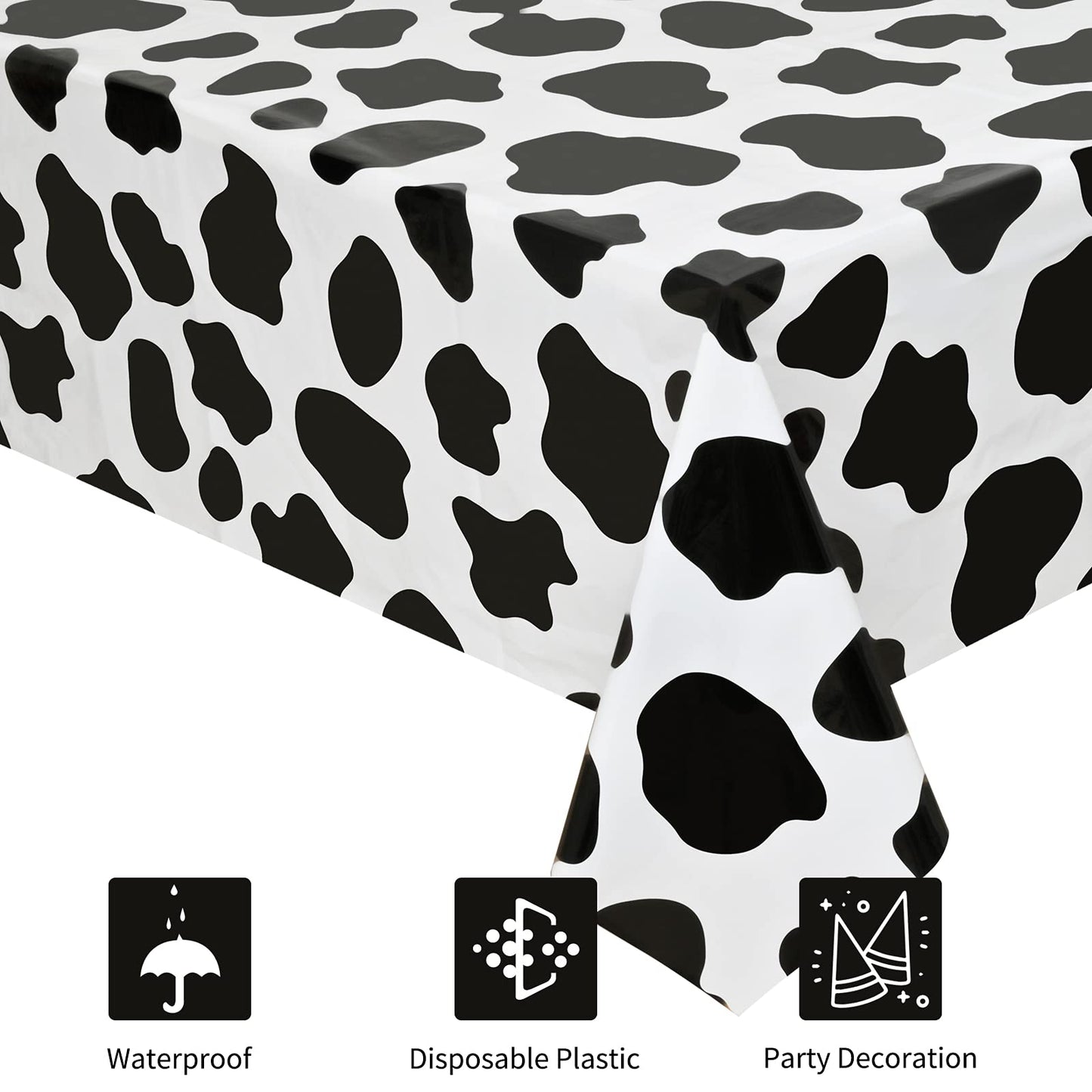 2 Pcs Cow Print Tablecloth Cow Plastic Table Cover 87 x 51 Inches Farm Animal Party Tablecovers for Cow Theme Birthday Party Sup