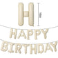 Happy Birthday Balloons Banner Beige,16 Inch Cream White Mylar Foil Letters Birthday Sign Banner Bunting For Boys Girls Men Wome