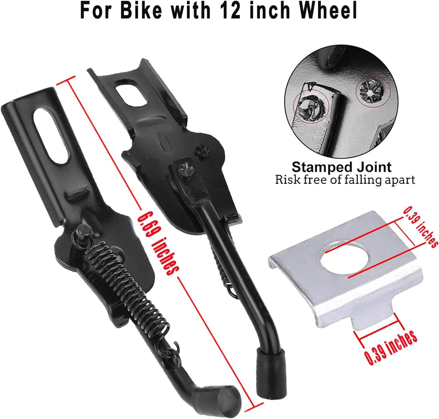 SEISSO Bike Kickstand, Kickstand for Kids bike 12 Wheel, Rear Mount Bicycle Cycle Kick Stand for 12in Boys Girls Bikes, Replacem