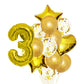 Pop The Party 3rd Number balloon With 3 Digit Balloon for Including Gold Latex, star, heart and Confetti Balloons