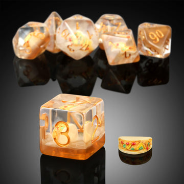 DNDND Taco D&D Dice Set - 7PCS Resin Dice with Velvet Bag for Tabletop Games