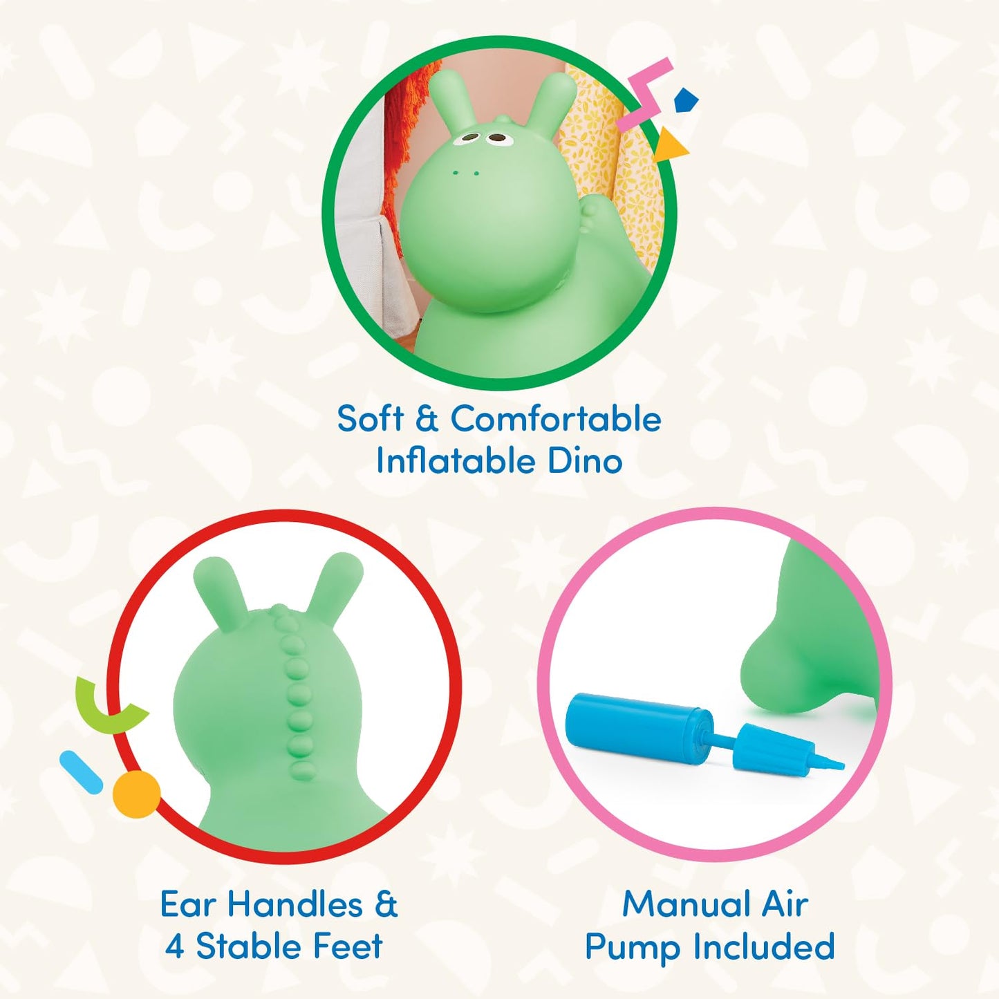 Battat – Inflatable Bouncer – Air Pump Included – Bouncy Animal – Soft & Safe – 18 Months + – Hoppin' Dino