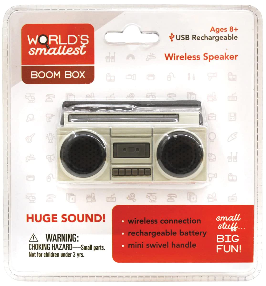KKTS Worlds Smallest Boom Box, White Plastic Mini Speaker, Small Size, Portable Design