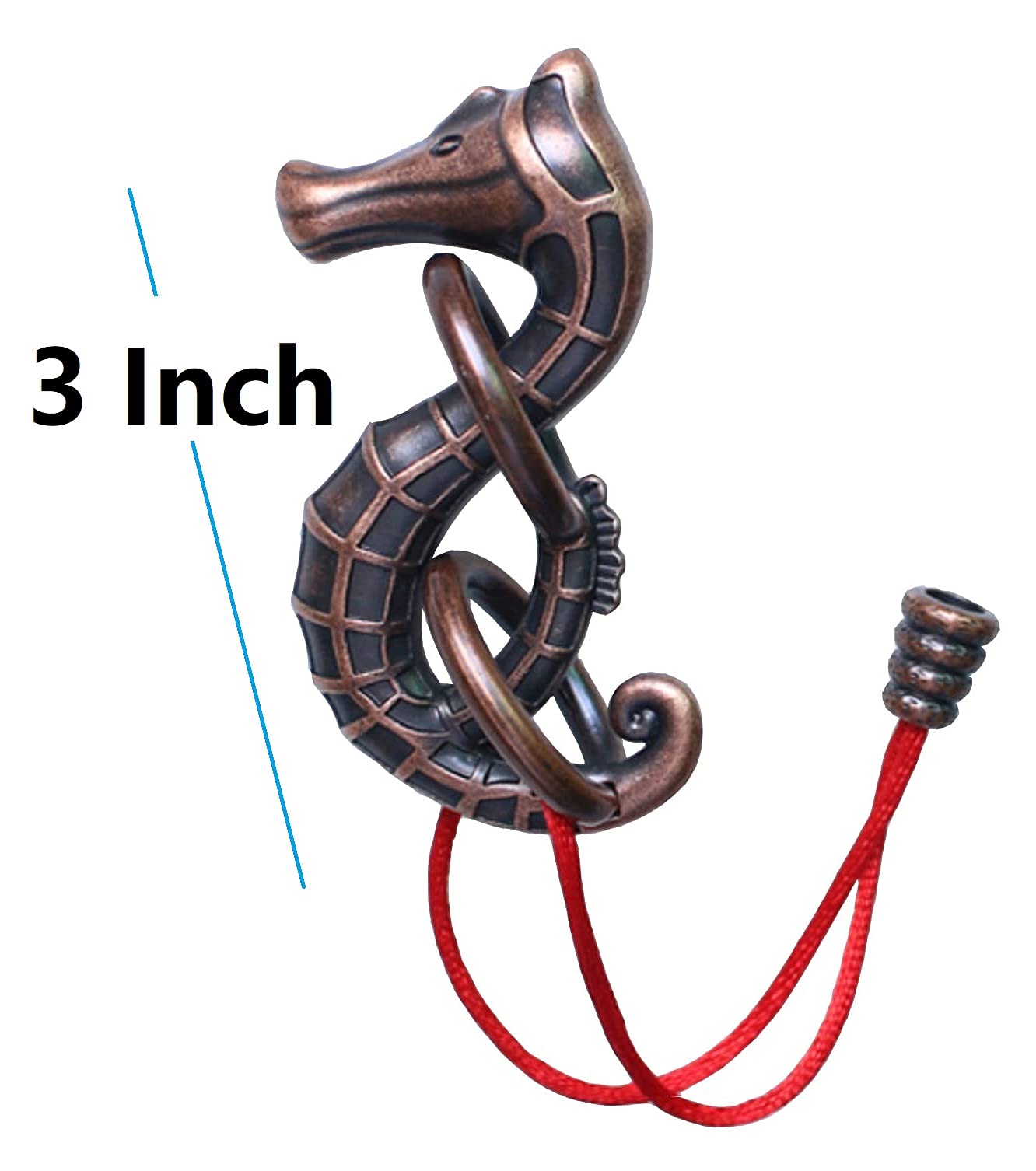 GINFH Cast Metal Brain Teaser Puzzle - Seahorse & Rope, Zinc Construction, Intellectual Toy for Exploration and Thinking