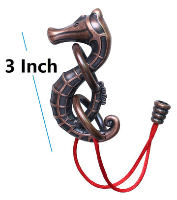 GINFH Cast Metal Brain Teaser Puzzle - Seahorse & Rope, Zinc Construction, Intellectual Toy for Exploration and Thinking