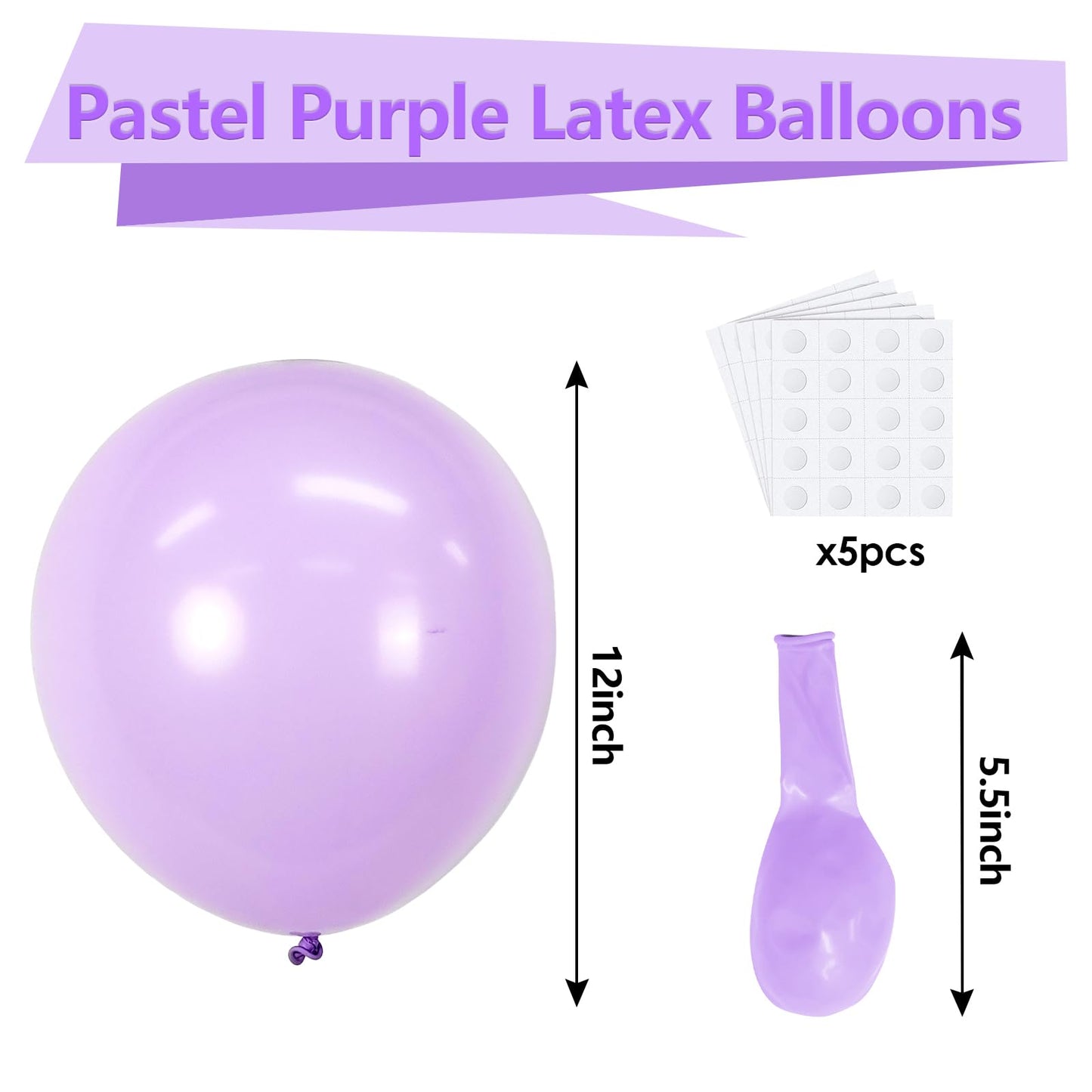 Bezente Pastel Purple Latex Party Balloons - 100 Pack 12 Inch Round Helium Lavender Light Purple Lilac Balloons For Wedding Baby