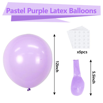 Bezente Pastel Purple Latex Party Balloons - 100 Pack 12 Inch Round Helium Lavender Light Purple Lilac Balloons For Wedding Baby