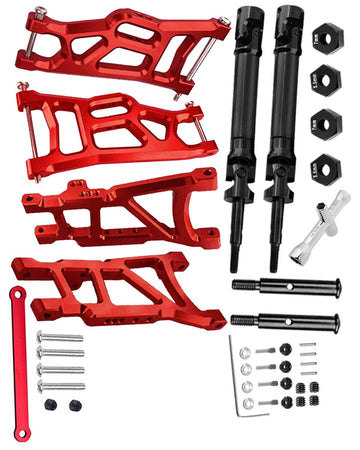RCMYou RC Aluminum Front Rear Suspension A-Arms Stainless Steel Drive Shaft Axles CVD Upgrades Part for 1/10 Slash 2WD,RC Car Up