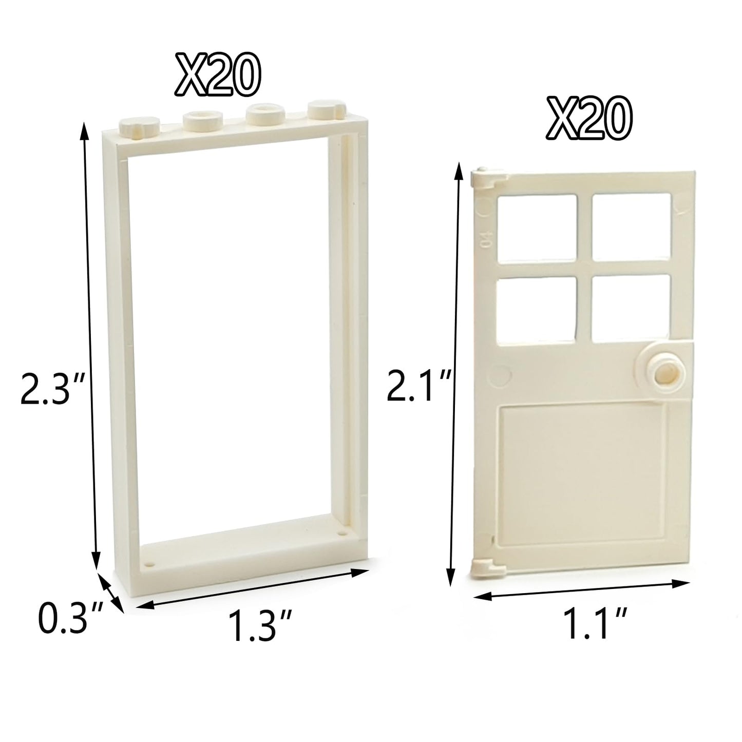 40Pcs Doors And Frame Building Block Toys Moc Creative House Brick Accessories Compatible With Classic Bricks Building Toy For K