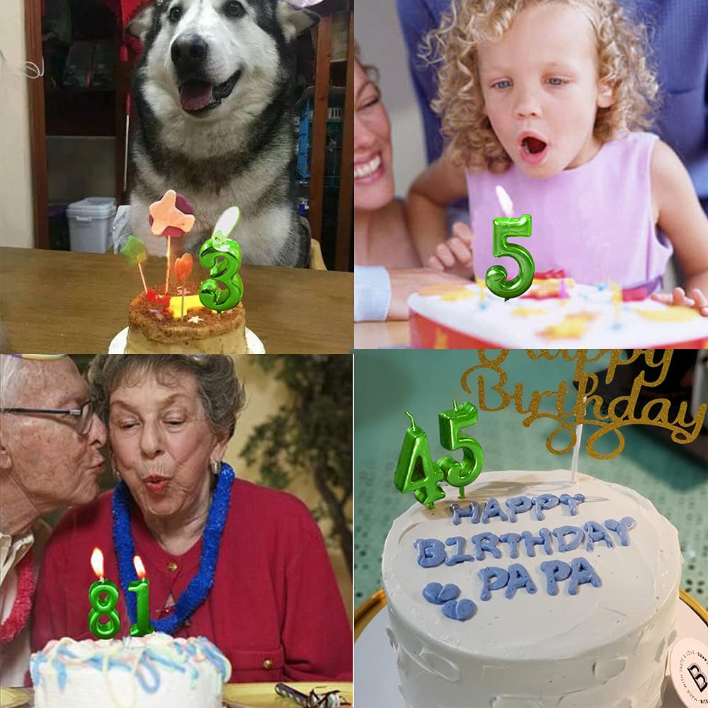 XNOVA Green Birthday Candles - 3rd Birthday Cake Candles, Number 3, Synthetic Wax, Cool Roman Numerals, Ideal for Celebrations