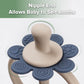 haakaa Silicone Teething Toy with Nipple-Shaped End & 360° Toothbrush Head - Easy Grip, Steel Blue