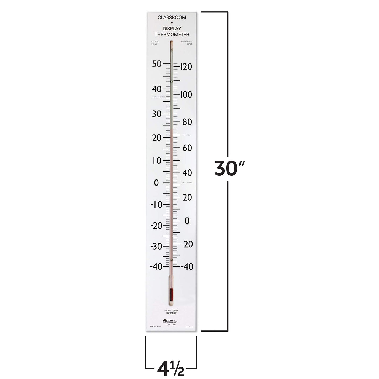 Learning Resources Giant Classroom Thermometer, 30", Wood, Multi-color, Model LER0399